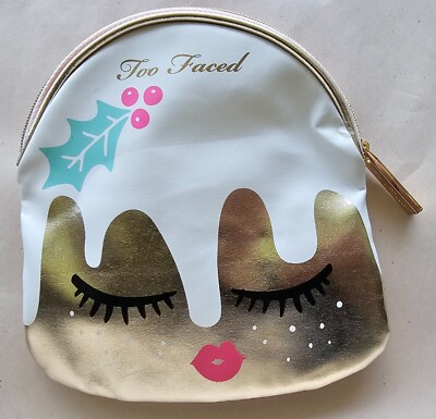 Too Faced Zippered Makeup Bag Case Tutti Frutti Design 5x5 in.