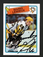 Vintage 1988-89 Mario Lemieux Signed O Pee Chee Hockey Card Pittsburgh Penguins 