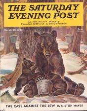 MARCH 28 1942 Bears Eating Maple Syrup SATURDAY EVENING POST COVER ONLY #1