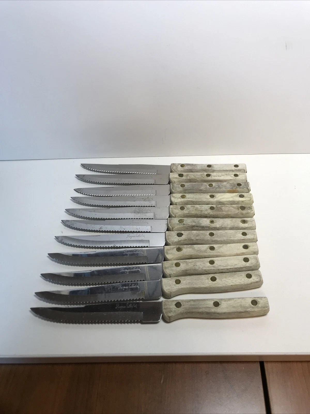 11 Vtg Jacques Saffatini serrated 5” blade Steak Knives Stainless Steel Japan