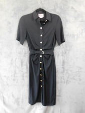 Kate Spade Dress Womens 2 Black Shirt Button Up Midi Belted Capsule Minimalist