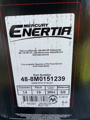 NEW Mercury Enertia propeller 19 pitch RH 48-8M0151239