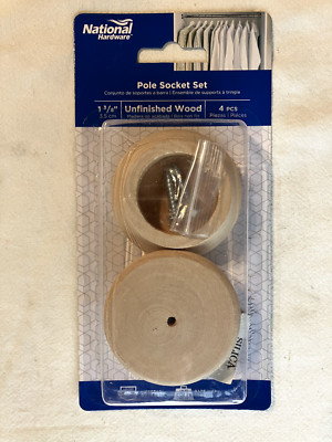 National Hardware N269-068 Closet Rod Pole Socket Set, 1-3/8  Unfinished Wood