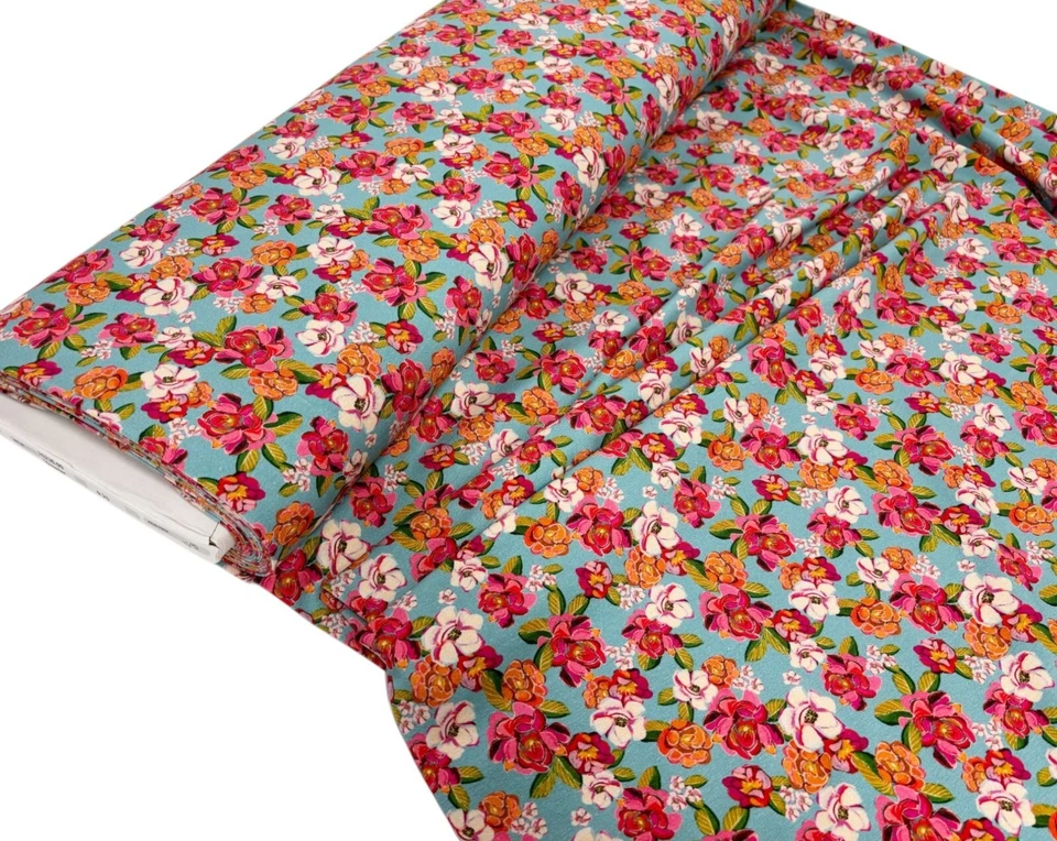 Ladies Cotton Jersey Fabric 4 Way Stretch Knit Floral Dressmaking Material - Изображение 4 из 4