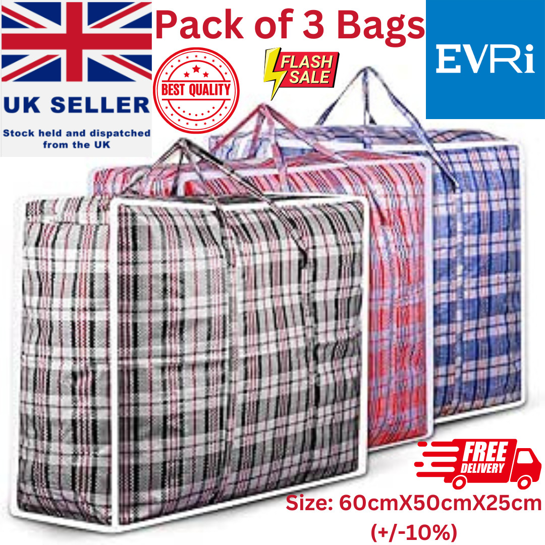 3 bolsas de almacenamiento reutilizables extra grandes con cremallera organizador de lavandería mudanza compras Reino Unido