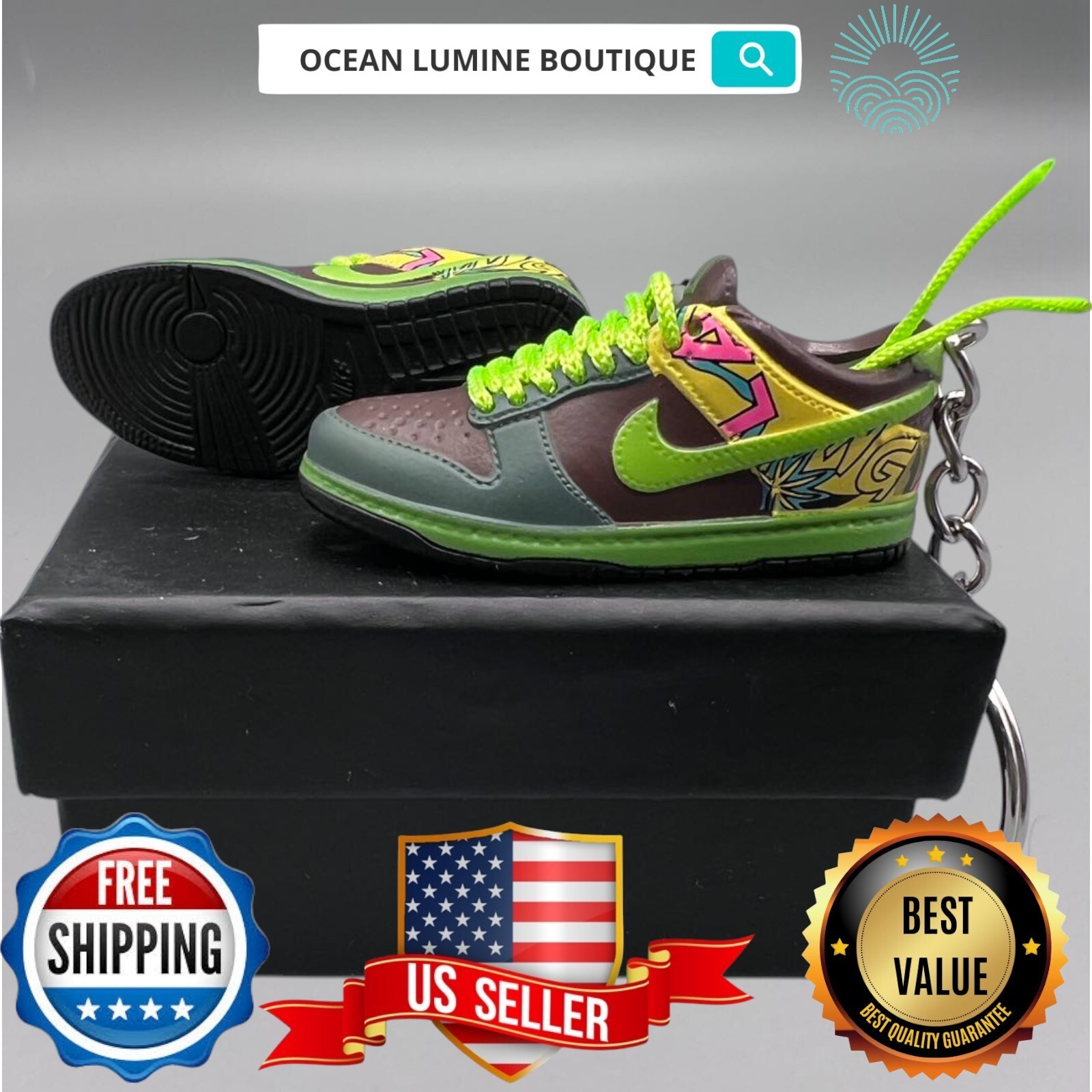 SB DUNK 3D Mini Sneaker Keychain, Jordan Sneaker Collectible, Box Options