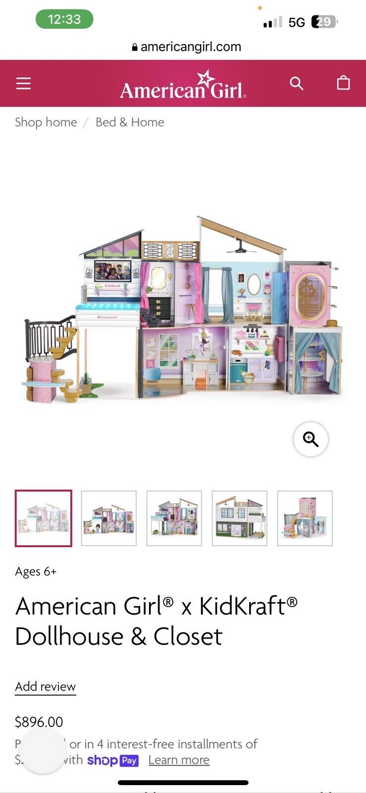 American Girl® x KidKraft® Dollhouse & Closet –