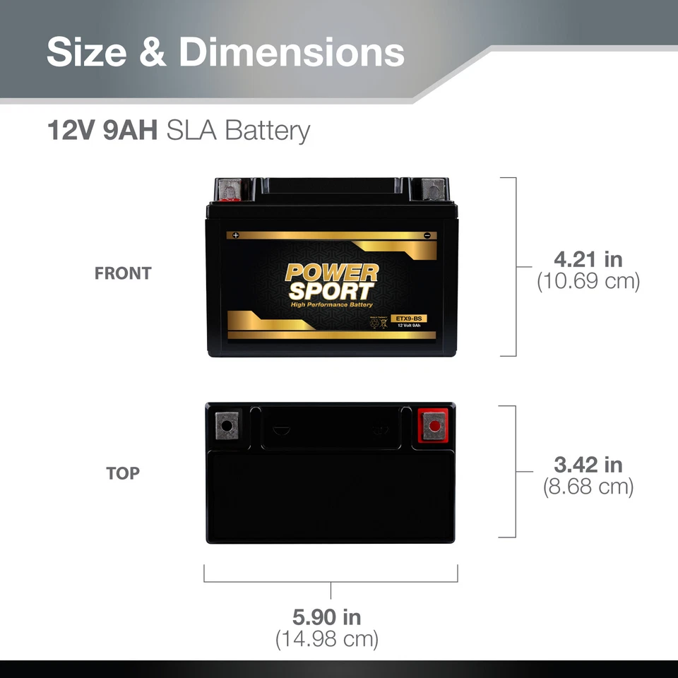 YTX9-BS Replacement Battery for 1993-1999 Honda CBR900R CBR900RR - Image 4 of 4