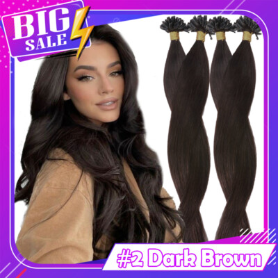 Remy U Nail Tip U Tip 100% Human Hair Extensions Fusion Keratin Pre Bonded 100G