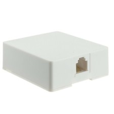 1 Telephone Modular Single Port Surface Mount Jack, RJ11, WHITE