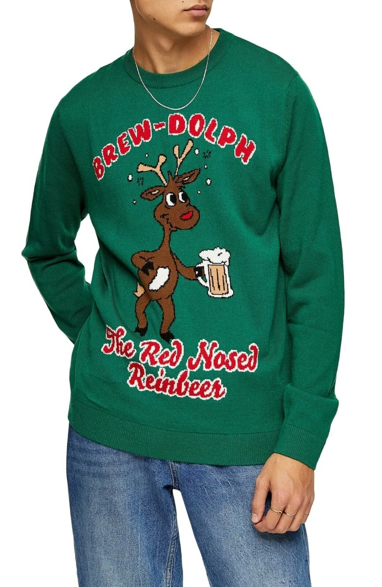 Topman Brew Dolph Crewneck Sweater green M XL NDS147