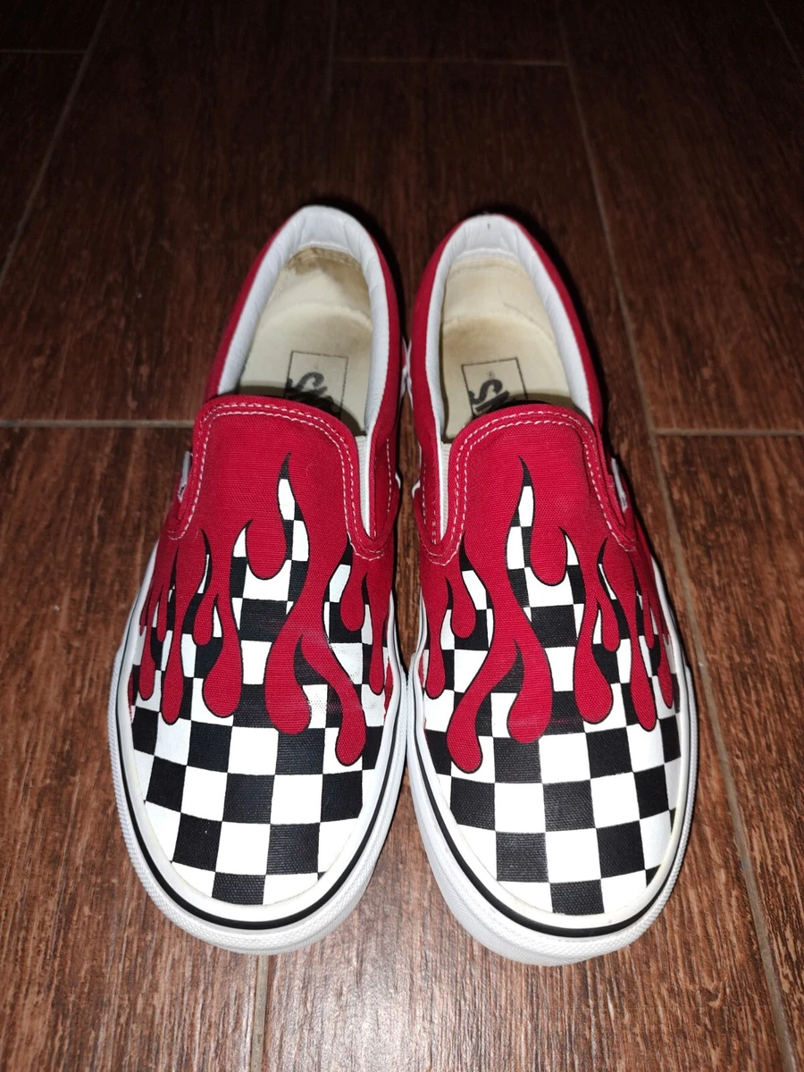 Red drip hotsell checkered vans