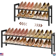 FAVOOSTY Adjustable 2-Tier Expandable Shoe Rack - Space-Saving Metal Organizer