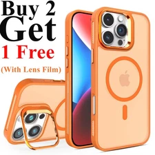 For iPhone Air 17 Pro Max 16 Camera Stand Matte Mag Safe Case Cover + Len Film