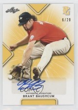2021 Leaf Perfect Game National Showcase Yellow 6/20 Brant Baughcum Auto 0b2