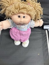 Vintage Cabbage Patch Kids Doll 16” Blonde Yarn Hair Pigtails Pink Outfit CPK