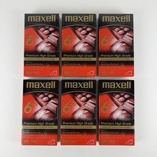 Lot of 6 Maxell Premium High Grade VHS T-120 6 Hour Video Cassette Tapes SEALED