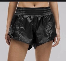 Lululemon Hotty Hot High Rise HR Short 4” Matte Sheen Black Size 4 New Peloton