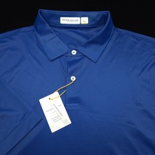 Peter Millar Golf Polo Shirt XXL Blue Black FEATHERWEIGHT Summer Comfort Stretch