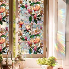 Window Film Decorative  Flowers Stained Static Glass Window Clings Stickers