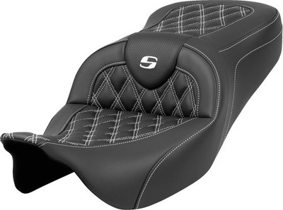 SADDLEMEN A808-07B-182WHI Roadsofa Seat - White Stitch - FLH/FLT '08-'23