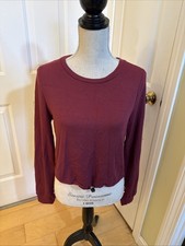COZY CROP active USA Maroon Cropped Lightweight Sweatshirt Size L