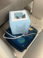 Tonies Toniebox Audio Box Player Learning Education Blue W/Charger And Case