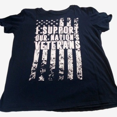 Men's Defender Apparel Navy Blue I Support Our Nation's Veteran T-shirt Size...