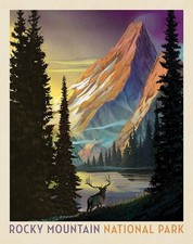 36" X 43" Panel National Parks Rocky Mountain Cotton Fabric Panel D472.49