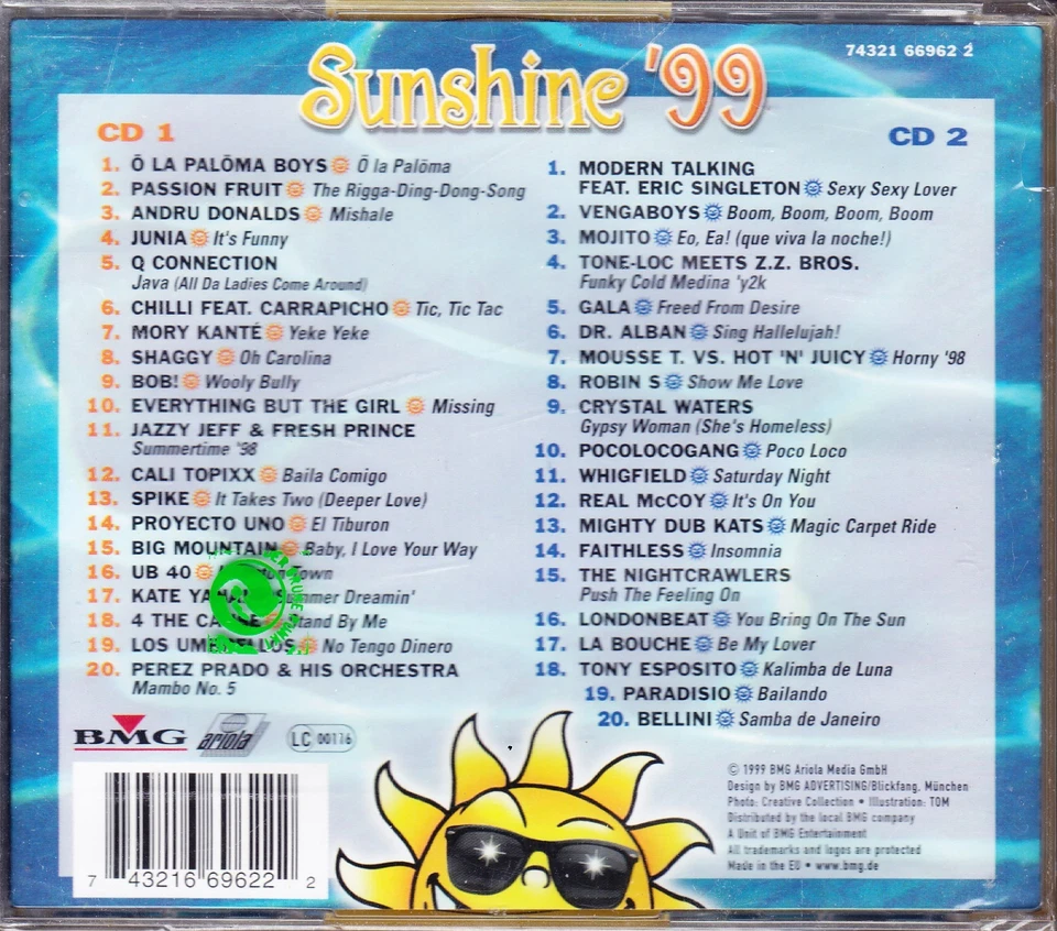 CD Sunshine ´99 (2 CDs) - Mambo No. 5 - Ariola 1999 - NEU/OVP Modern Talking - Bild 2 von 2
