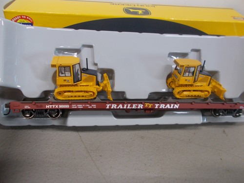 ATHEARN~ TREN REMOLQUE 60' VAGÓN PLANO # 90099-TOPADORAS JOHN DEERE 650H -RTR~ ESCALA HO | Zustand: New