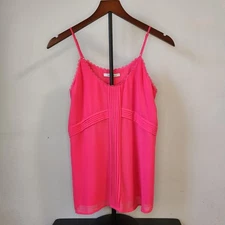 Naked Zebra Cami Top Lace Trim Sleeveless Hot Pink Casual Tank Size S
