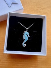 Necklace - seahorse - Beautiful Blue - Box Included - New