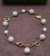 🌹💕🚚 ✅ Women’s Gucci GG Gold Pearl Bracelet Brand New With Box!
