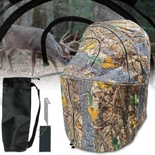 Portable Hunting Blind with Chair-Camouflage See-Through Ground Blind with Cup H
