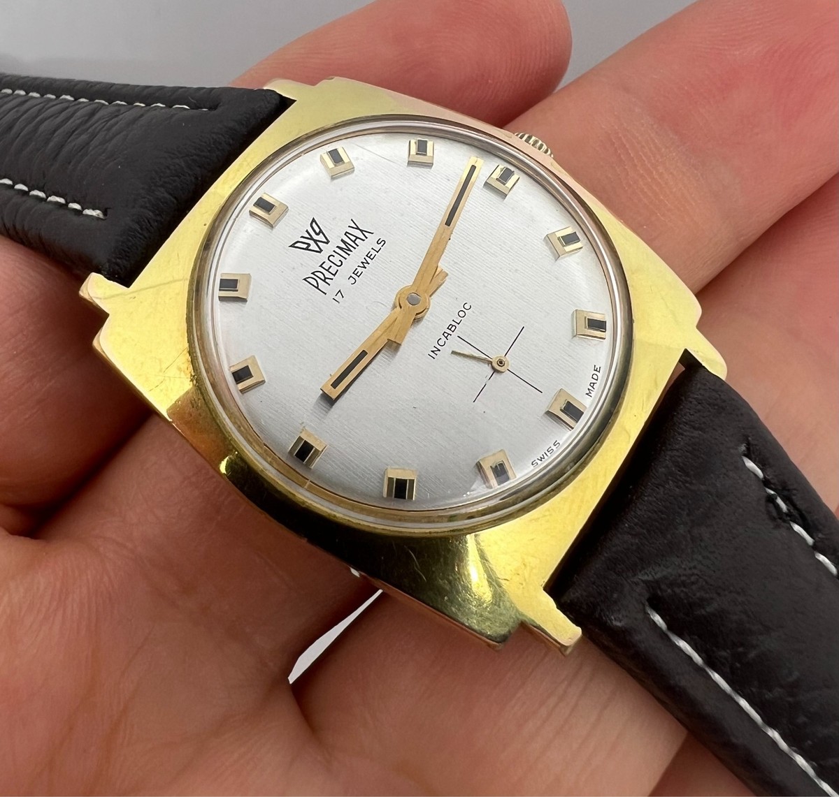 VINTAGE PRECIMAX MENS GOLD PLATED WATCH SWISS MADE ULTRA THIN AS