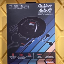 Aiwa Flashback Audio Kit Bluetooth CD/MP3 Player with Headphones Black