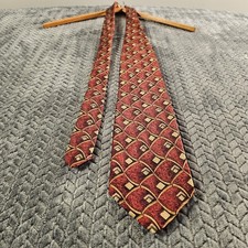 Robert Talbott Tie Silk Red Geometric Print, Made In USA, Hand Sewn NWT