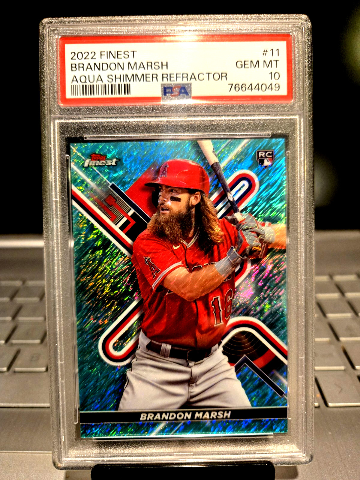 2022 Finest #143/175 Brandon Marsh Aqua Shimmer Refractor #11 Gem Mt. 10 Caveman