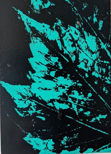 ACEO Art Card Original, Plant Pressing , Acrylic, Botanical, Outsider , Brut Art