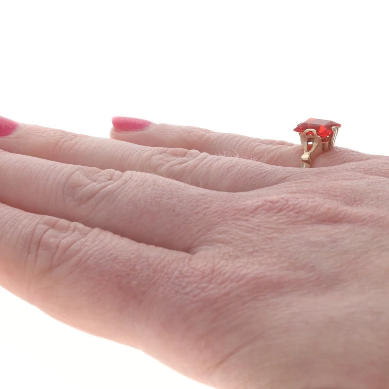 Yellow Gold Glass Vintage Solitaire Ring - 10k Rectangular - Image 4 of 4