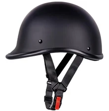 Vintage Motorcycle Half Cap Helmet, Hawk,Open Face, Size Large, Matte Black,DOT