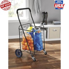 Portable Collapsible Grocery Utility Shopping Cart with Rolling Swivel Wheels
