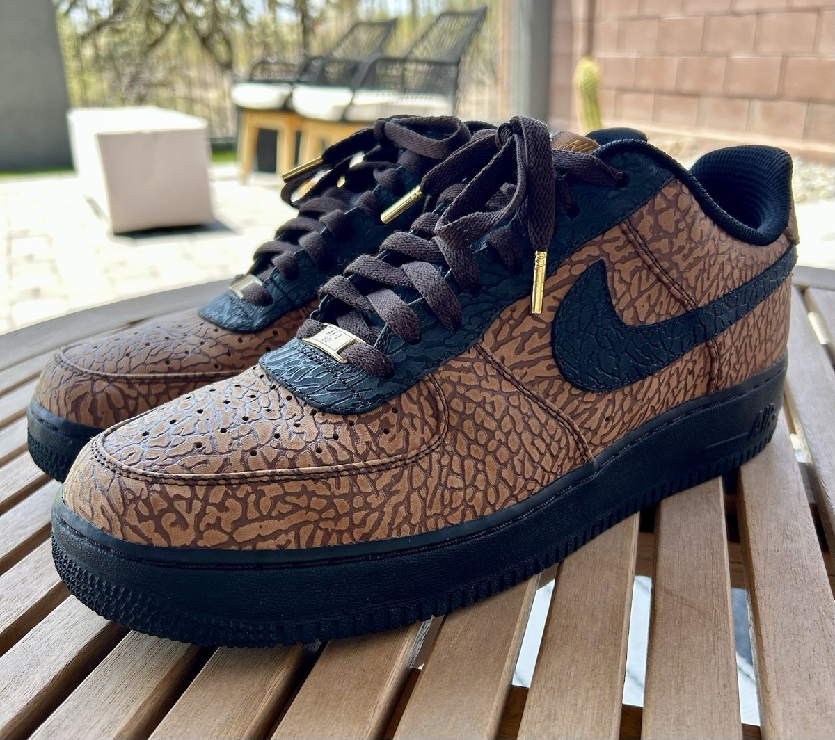 Nike Air Force 1 Low ID Black/Brown Elephant Print Sz 12 RARE (2012) | eBay