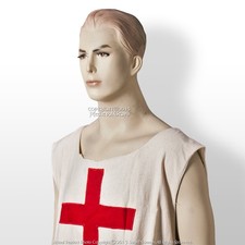 Renaissance Medieval Crusader Surcoat Red Cross Tunic Tabard Robe LARP Reenact