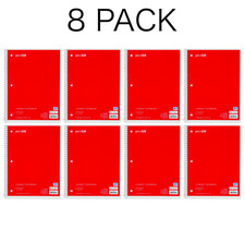 8 PACK Pen Gear 1-Subject Spiral Notebook Wide Ruled Wire Bound 70 Sheets Red