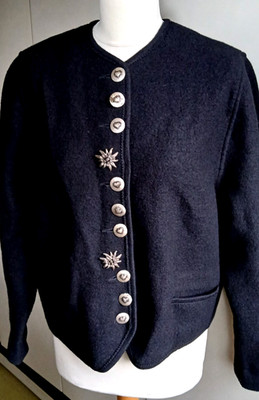 Litza Bavaria Trachtenjacke/Janker,Gr.42,schwarz m.Appl.,100%Schurwoll,TOP Zust.