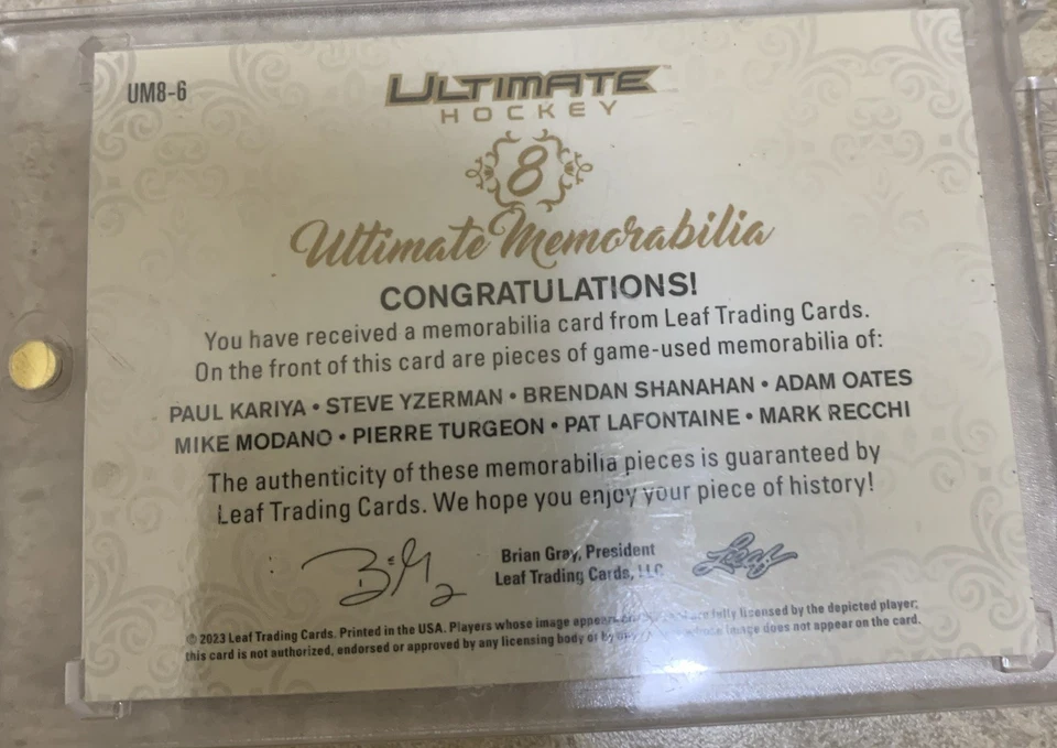 Ultimate Memorabilia Ultimate Hockey 8 Patch Card 2/3 - Image 2 of 2