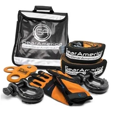 GearAmerica Off Road Recovery Kit, 9 Ton, Includes Tow Strap, Tree 9 Ton Black
