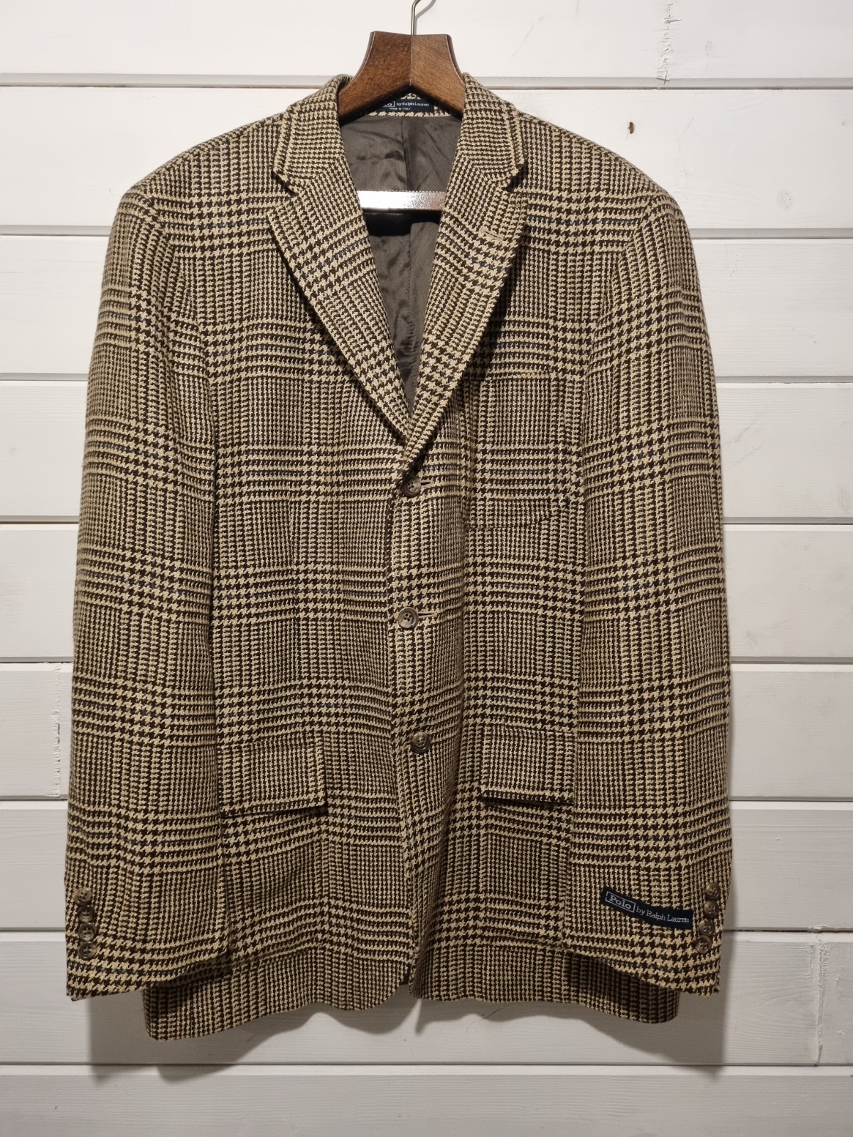 Blazer Polo Ralph Lauren Vintage Pata de Gallo Tweed Para Hombre Seda/Lino Lana 42" En muy buena condición